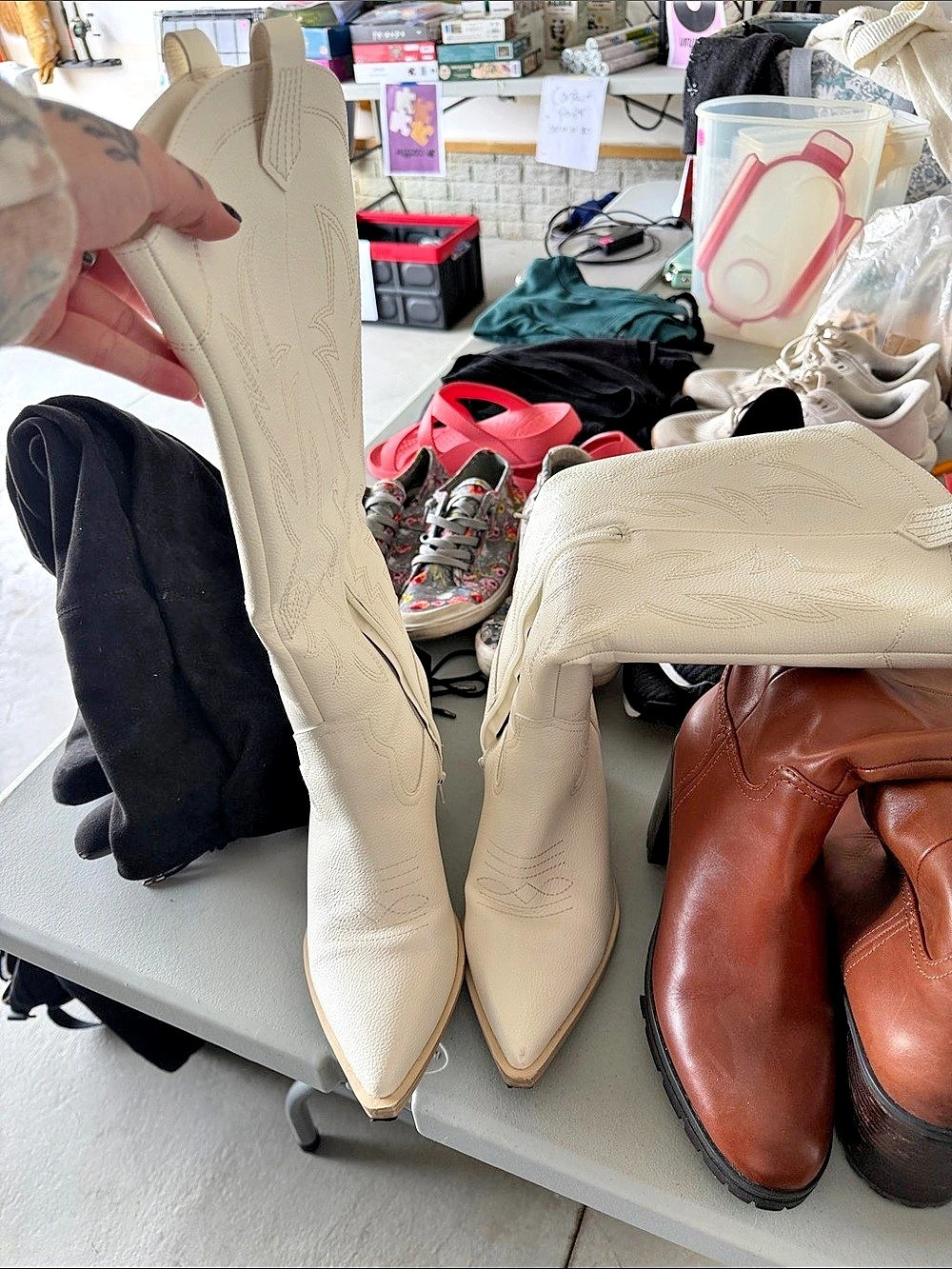 Altar'd State Kaitlynn Western Boot Western Over-the-Knee Boots Cream US 9 Like - Picture 2 of 4
